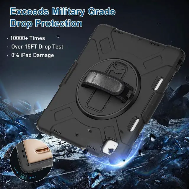Alt view image 3 of 7 - BONAEVER Case for iPad Air 13 Inch Case M3 2025 M2 2024, iPad Pro 12.9 6th/5th/4th/3rd Gen Shockproof Silicone Cover with Screen Protector+Hand Strap+Shoulder Strap+Rotating Kickstand+Pencil Holder