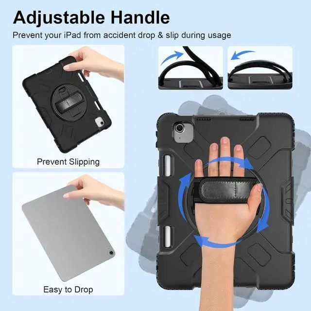 Alt view image 5 of 7 - BONAEVER Case for iPad Air 11 Inch M3 M2 2025 2024, iPad Air 5th / Air 4th Generation Case 2022 2020, iPad Pro 11 2022 - 2018 with Screen Protector/Pen Holder/Rotating Stand/Hand Strap/Shoulder Strap