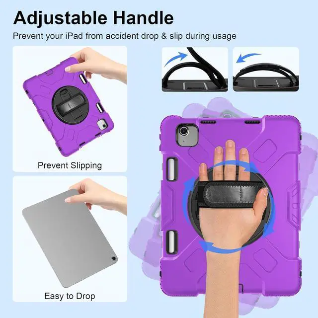 Alt view image 4 of 7 - BONAEVER Case for iPad Air 11 Inch M3 M2 2025 2024, iPad Air 5th / Air 4th Generation Case 2022 2020, iPad Pro 11 2022 - 2018 with Screen Protector/Pen Holder/Rotating Stand/Hand Strap/Shoulder Strap