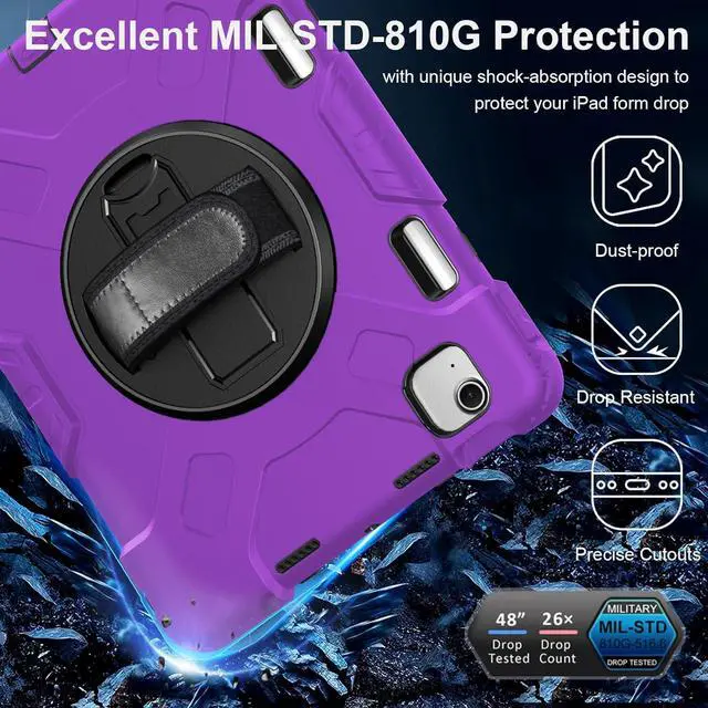 Alt view image 2 of 7 - BONAEVER Case for iPad Air 11 Inch M3 M2 2025 2024, iPad Air 5th / Air 4th Generation Case 2022 2020, iPad Pro 11 2022 - 2018 with Screen Protector/Pen Holder/Rotating Stand/Hand Strap/Shoulder Strap