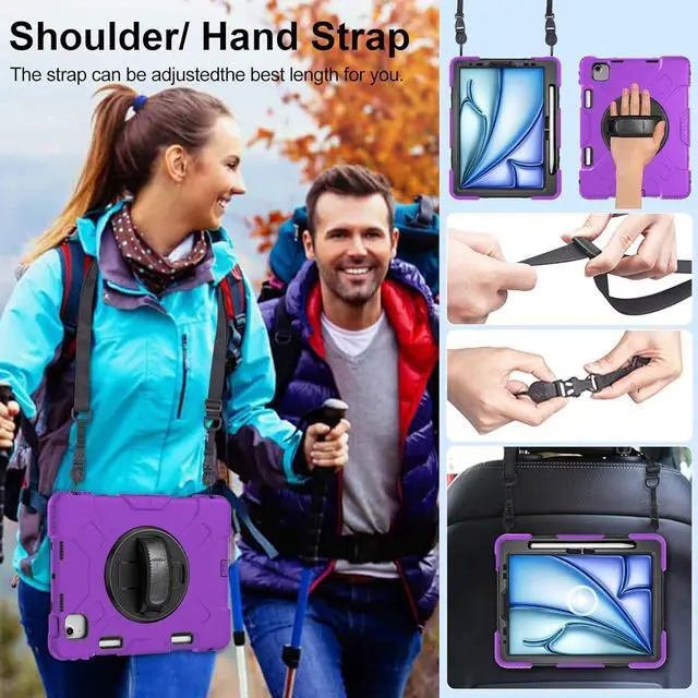 Alt view image 5 of 7 - BONAEVER Case for iPad Air 11 Inch M3 M2 2025 2024, iPad Air 5th / Air 4th Generation Case 2022 2020, iPad Pro 11 2022 - 2018 with Screen Protector/Pen Holder/Rotating Stand/Hand Strap/Shoulder Strap