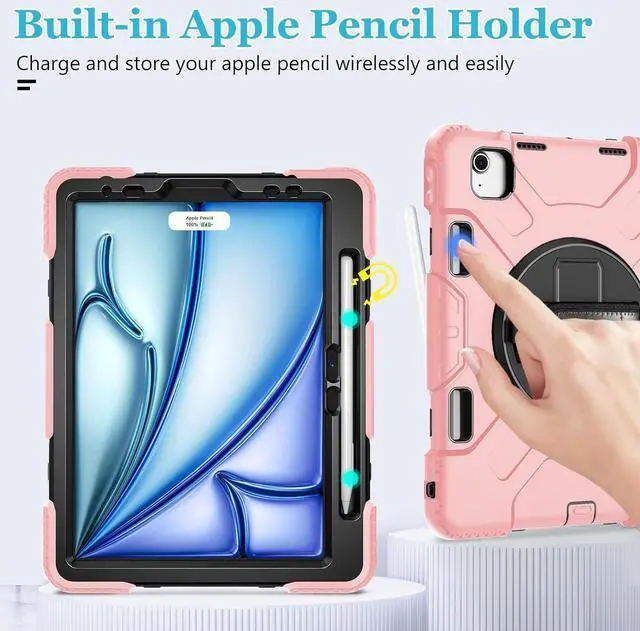 Alt view image 5 of 7 - BONAEVER Case for iPad Air 11 Inch M3 M2 2025 2024, iPad Air 5th / Air 4th Generation Case 2022 2020, iPad Pro 11 2022 - 2018 with Screen Protector/Pen Holder/Rotating Stand/Hand Strap/Shoulder Strap