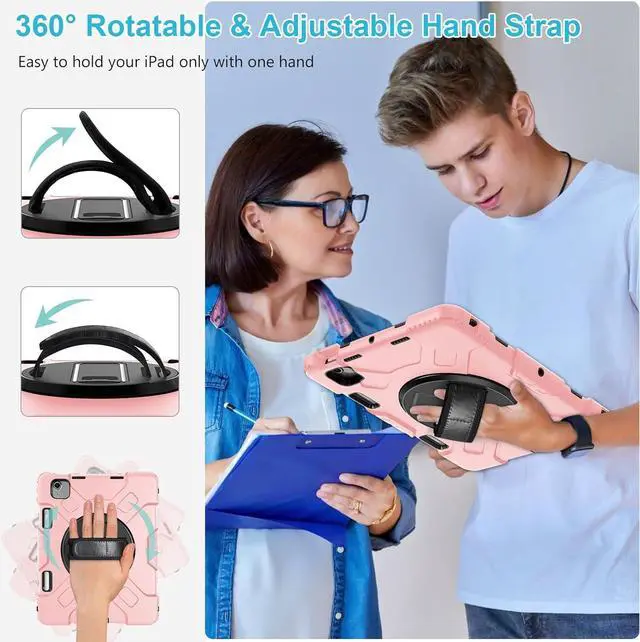 Alt view image 3 of 7 - BONAEVER Case for iPad Air 11 Inch M3 M2 2025 2024, iPad Air 5th / Air 4th Generation Case 2022 2020, iPad Pro 11 2022 - 2018 with Screen Protector/Pen Holder/Rotating Stand/Hand Strap/Shoulder Strap