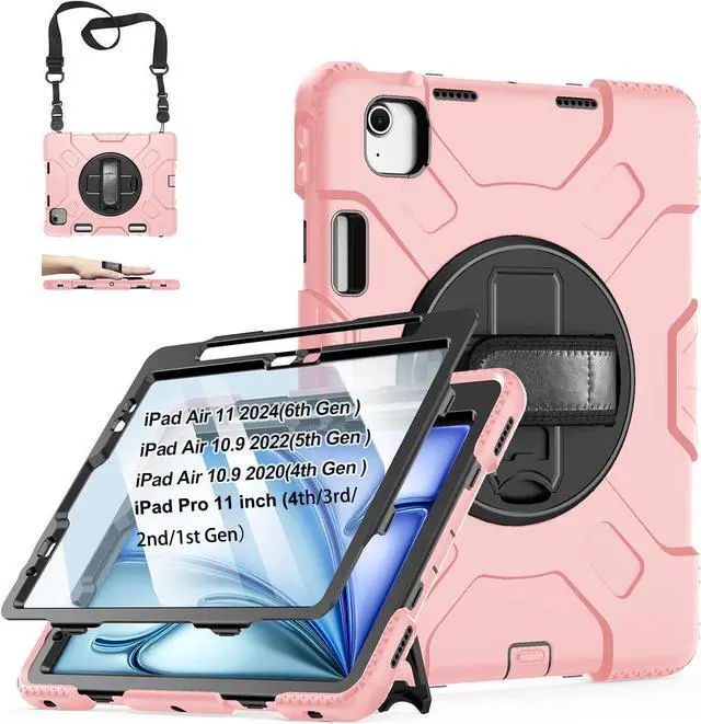 Main image of BONAEVER Case for iPad Air 11 Inch M3 M2 2025 2024, iPad Air 5th / Air 4th Generation Case 2022 2020, iPad Pro 11 2022 - 2018 with Screen Protector/Pen Holder/Rotating Stand/Hand Strap/Shoulder Strap