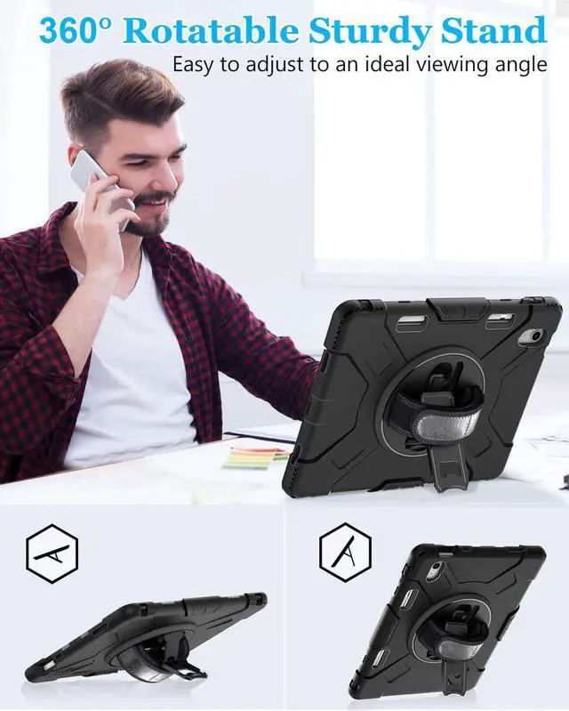 Alt view image 4 of 7 - BONAEVER Case for iPad (A16) 11th Generation 11 Inch 2025, iPad 10th Generation 10.9 inch 2022 Protective Cover with Screen Protector/Pencil Holder/Rotating Stand/Hand Strap/Shoulder Strap