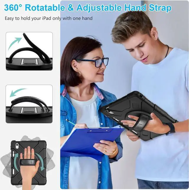Alt view image 3 of 7 - BONAEVER Case for iPad (A16) 11th Generation 11 Inch 2025, iPad 10th Generation 10.9 inch 2022 Protective Cover with Screen Protector/Pencil Holder/Rotating Stand/Hand Strap/Shoulder Strap