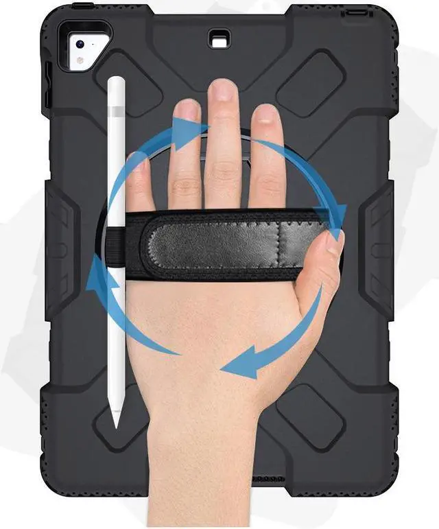 Alt view image 3 of 7 - BONAEVER Case for iPad 6th 5th Generation 9.7 inch 2018 2017 / iPad Pro 9.7 / iPad Air 2 Protective Cover with 360° Rotating Stand, Hand/Shoulder Strap, Pencil Holder