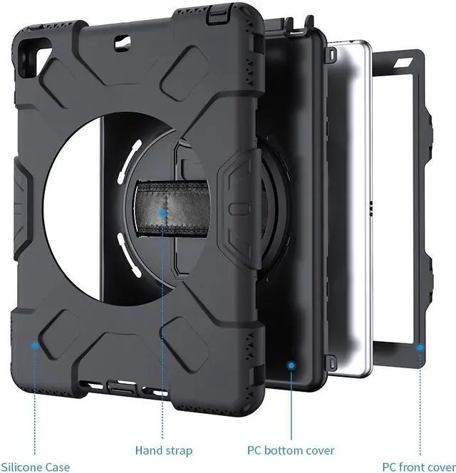 Alt view image 6 of 7 - BONAEVER Case for iPad 6th 5th Generation 9.7 inch 2018 2017 / iPad Pro 9.7 / iPad Air 2 Protective Cover with 360° Rotating Stand, Hand/Shoulder Strap, Pencil Holder