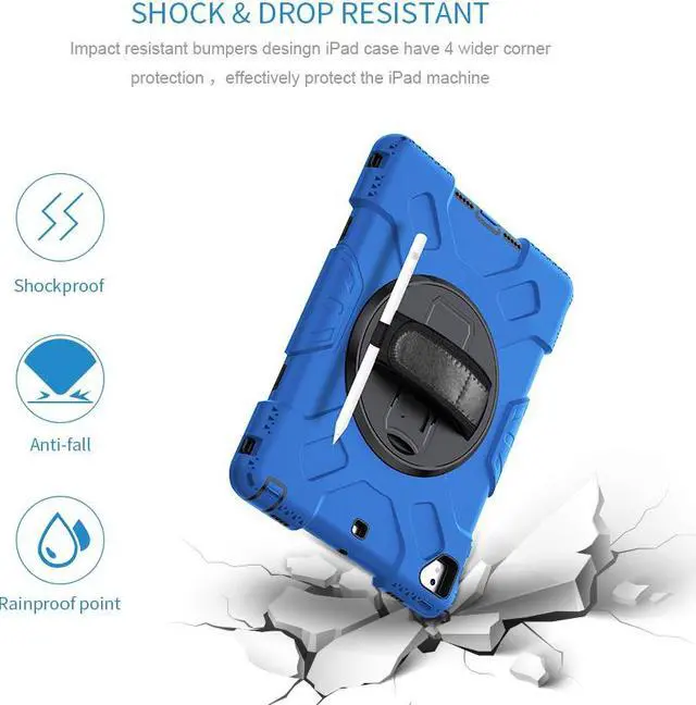Alt view image 2 of 7 - BONAEVER Case for iPad 6th 5th Generation 9.7 inch 2018 2017 / iPad Pro 9.7 / iPad Air 2 Protective Cover with 360° Rotating Stand, Hand/Shoulder Strap, Pencil Holder Blue