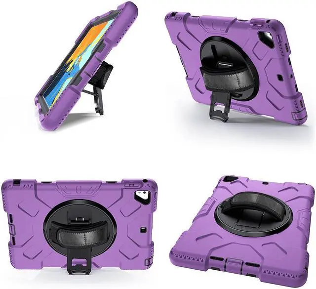 Alt view image 4 of 7 - BONAEVER Case for iPad 6th 5th Generation 9.7 inch 2018 2017 / iPad Pro 9.7 / iPad Air 2 Protective Cover with 360° Rotating Stand, Hand/Shoulder Strap, Pencil Holder Purple