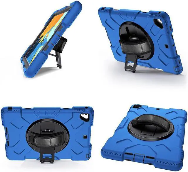 Alt view image 3 of 7 - BONAEVER Case for iPad 6th 5th Generation 9.7 inch 2018 2017 / iPad Pro 9.7 / iPad Air 2 Protective Cover with 360° Rotating Stand, Hand/Shoulder Strap, Pencil Holder Blue