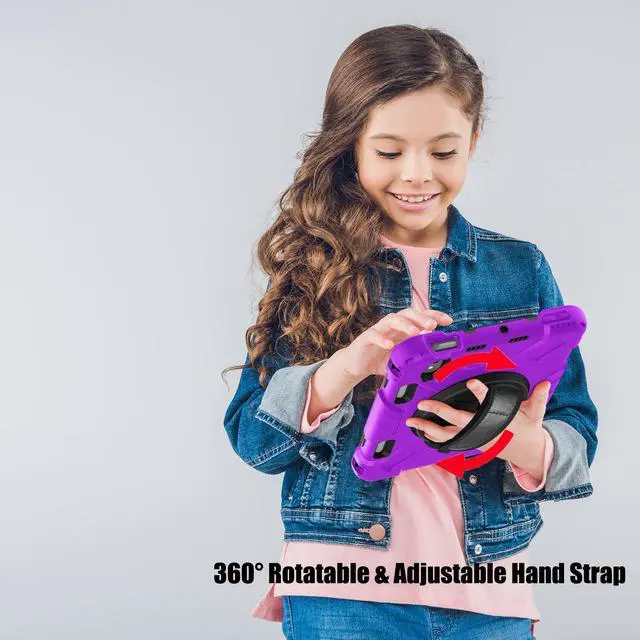 Alt view image 2 of 7 - BONAEVER Case for iPad Mini 7 (A17 Pro) 2024 / iPad Mini 6 8.3 inch 2021 Protective Cover with 360° Rotating Stand, Hand/Shoulder Strap, Pencil Holder Purple