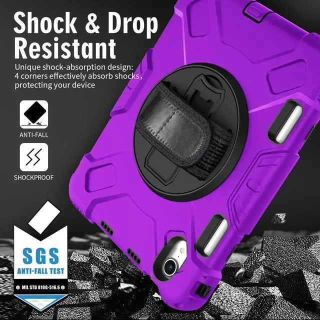 Alt view image 3 of 7 - BONAEVER Case for iPad Mini 7 (A17 Pro) 2024 / iPad Mini 6 8.3 inch 2021 Protective Cover with 360° Rotating Stand, Hand/Shoulder Strap, Pencil Holder Purple