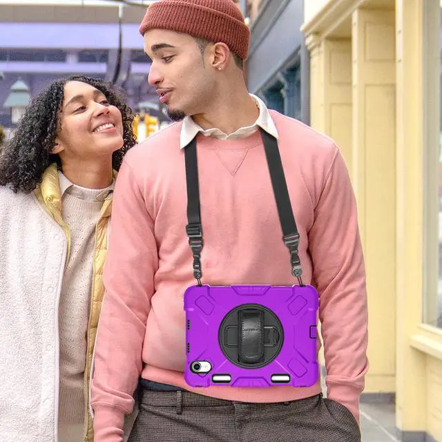 Alt view image 6 of 7 - BONAEVER Case for iPad Mini 7 (A17 Pro) 2024 / iPad Mini 6 8.3 inch 2021 Protective Cover with 360° Rotating Stand, Hand/Shoulder Strap, Pencil Holder Purple