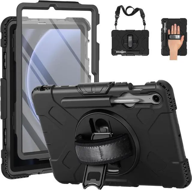 Main image of BONAEVER Case for Samsung Galaxy Tab S10 Lite/ S10 FE/ S9 FE 5G 10.9 Inch / Tab S9 11 Inch with Screen Protector Pencil Holder [360 Rotating Hand Strap] & Stand, ShockProof Protective Cover