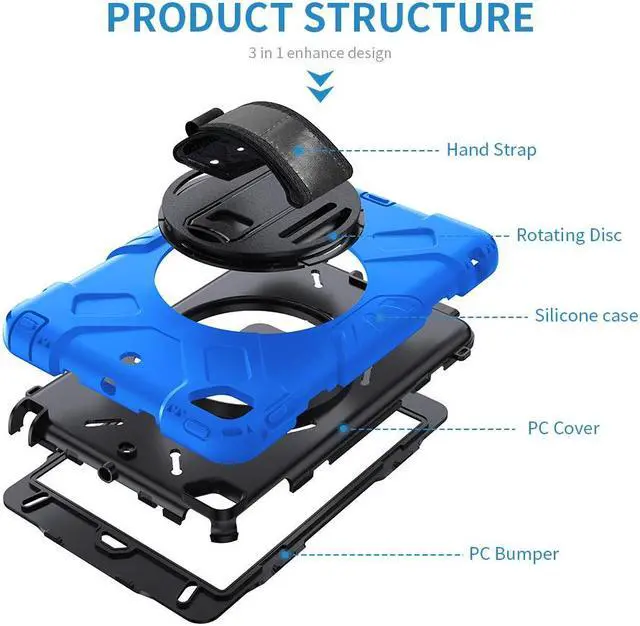 Alt view image 5 of 7 - BONAEVER iPad Mini 5 Case, iPad Mini 4 Case, Protective Rugged Cover with Pencil Holder, Hand Strap, Kickstand, Shoulder Strap for iPad Mini 5th/4th Gen 7.9 Inch for Kids Blue