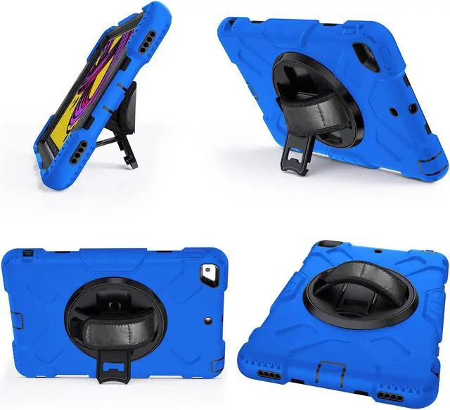Alt view image 4 of 7 - BONAEVER iPad Mini 5 Case, iPad Mini 4 Case, Protective Rugged Cover with Pencil Holder, Hand Strap, Kickstand, Shoulder Strap for iPad Mini 5th/4th Gen 7.9 Inch for Kids Blue