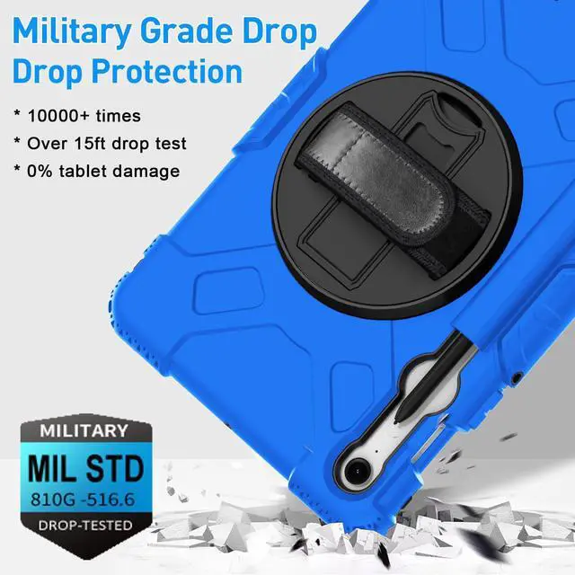 Alt view image 4 of 7 - BONAEVER Case for Samsung Galaxy Tab S10 FE / S9 / S9 FE 5G with Screen Protector Pencil Holder [360 Rotating Hand Strap] & Stand, ShockProof Protective Cover for Galaxy Tab S10 FE S9 FE 10.9''/ S9 11