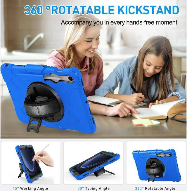 Alt view image 3 of 7 - BONAEVER Case for Samsung Galaxy Tab S10 FE / S9 / S9 FE 5G with Screen Protector Pencil Holder [360 Rotating Hand Strap] & Stand, ShockProof Protective Cover for Galaxy Tab S10 FE S9 FE 10.9''/ S9 11