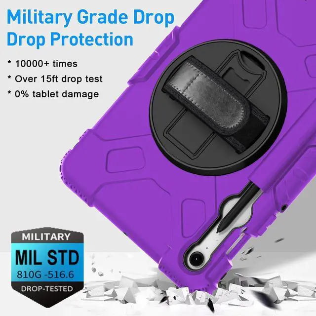 Alt view image 3 of 7 - BONAEVER Case for Samsung Galaxy Tab S10 Lite/ S10 FE/ S9 FE 5G 10.9 Inch / Tab S9 11 Inch with Screen Protector Pencil Holder [360 Rotating Hand Strap] & Stand, ShockProof Protective Cover