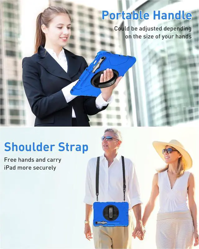 Alt view image 6 of 7 - BONAEVER Case for Samsung Galaxy Tab S10 FE / S9 / S9 FE 5G with Screen Protector Pencil Holder [360 Rotating Hand Strap] & Stand, ShockProof Protective Cover for Galaxy Tab S10 FE S9 FE 10.9''/ S9 11