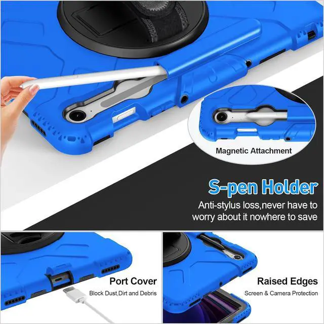 Alt view image 5 of 7 - BONAEVER Case for Samsung Galaxy Tab S10 FE / S9 / S9 FE 5G with Screen Protector Pencil Holder [360 Rotating Hand Strap] & Stand, ShockProof Protective Cover for Galaxy Tab S10 FE S9 FE 10.9''/ S9 11