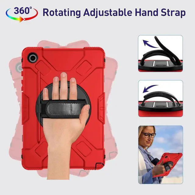 Alt view image 3 of 7 - BONAEVER Case for Samsung Galaxy Tab A9+ / A9 Plus 11 inch 2023 Shockproof Cover with Screen Protector/Hand Strap/Shoulder Strap/Pen Holder for Galaxy A9 Plus 11" Tablet 2023 SM-X210/X216/X218 Red