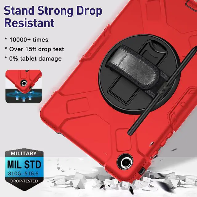 Alt view image 2 of 7 - BONAEVER Case for Samsung Galaxy Tab A9+ / A9 Plus 11 inch 2023 Shockproof Cover with Screen Protector/Hand Strap/Shoulder Strap/Pen Holder for Galaxy A9 Plus 11" Tablet 2023 SM-X210/X216/X218 Red