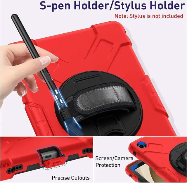 Alt view image 4 of 7 - BONAEVER Case for Samsung Galaxy Tab A9+ / A9 Plus 11 inch 2023 Shockproof Cover with Screen Protector/Hand Strap/Shoulder Strap/Pen Holder for Galaxy A9 Plus 11" Tablet 2023 SM-X210/X216/X218 Red