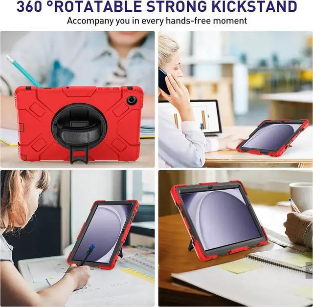 Alt view image 5 of 7 - BONAEVER Case for Samsung Galaxy Tab A9+ / A9 Plus 11 inch 2023 Shockproof Cover with Screen Protector/Hand Strap/Shoulder Strap/Pen Holder for Galaxy A9 Plus 11" Tablet 2023 SM-X210/X216/X218 Red