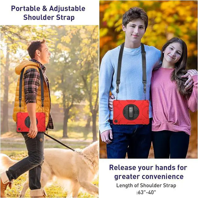 Alt view image 6 of 7 - BONAEVER Case for Samsung Galaxy Tab A9+ / A9 Plus 11 inch 2023 Shockproof Cover with Screen Protector/Hand Strap/Shoulder Strap/Pen Holder for Galaxy A9 Plus 11" Tablet 2023 SM-X210/X216/X218 Red