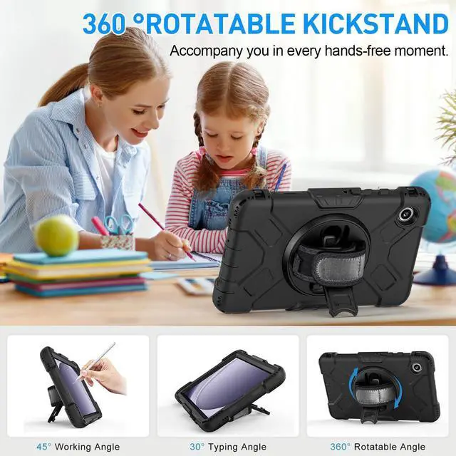Alt view image 4 of 7 - BONAEVER Case for Samsung Galaxy Tab A9 8.7 inch 2023 Shockproof Cover with Screen Protector/Hand Strap/Shoulder Strap/Pen Holder for Galaxy Tab A9 8.7" SM-X110/X115/X117