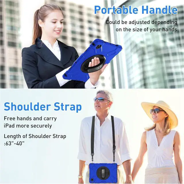 Alt view image 6 of 7 - BONAEVER Case for Samsung Galaxy Tab A8 10.5 inch 2022 SM-X200/X205/X207 Shockproof Cover with Stand/Hand Strap/Shoulder Strap/Pen Holder Blue