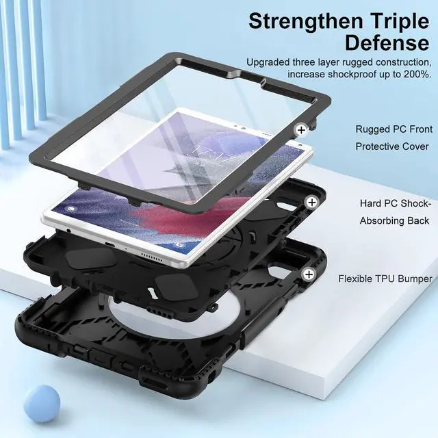 Alt view image 7 of 7 - BONAEVER Case for Samsung Galaxy Tab A7 Lite 8.7 inch 2021 SM-T220/T225/T227 Shockproof Cover with Screen Protector/Hand Strap/Shoulder Strap/Pen Holder