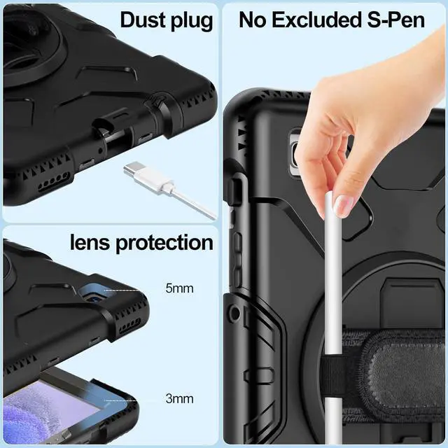 Alt view image 5 of 7 - BONAEVER Case for Samsung Galaxy Tab S10 Plus 2024 / S9 Plus / S9 FE Plus 12.4 inch 2023 Shockproof Cover with Screen Protector/Hand Strap/Shoulder Strap/Pen Holder