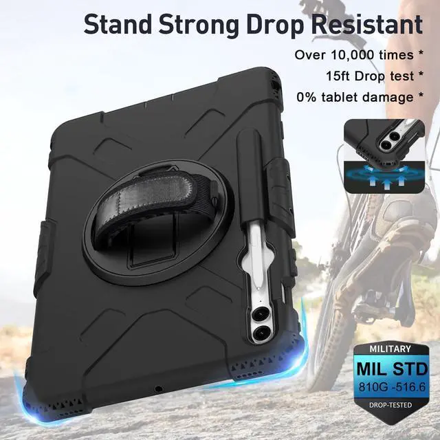 Alt view image 3 of 7 - BONAEVER Case for Samsung Galaxy Tab S10 Plus 2024 / S9 Plus / S9 FE Plus 12.4 inch 2023 Shockproof Cover with Screen Protector/Hand Strap/Shoulder Strap/Pen Holder