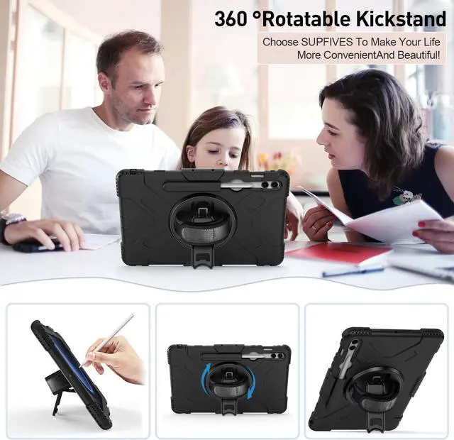 Alt view image 2 of 7 - BONAEVER Case for Samsung Galaxy Tab S10 Plus 2024 / S9 Plus / S9 FE Plus 12.4 inch 2023 Shockproof Cover with Screen Protector/Hand Strap/Shoulder Strap/Pen Holder