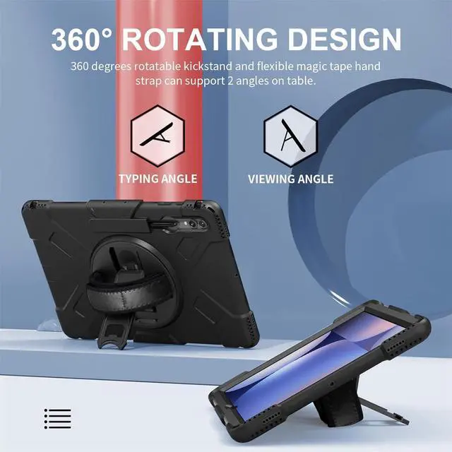 Alt view image 4 of 7 - BONAEVER Case for Samsung Galaxy Tab S10 Ultra 2024 / S9 Ultra / S8 Ultra 14.6 inch Shockproof Cover with Screen Protector/Hand Strap/Shoulder Strap/Pen Holder
