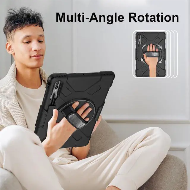 Alt view image 3 of 7 - BONAEVER Case for Samsung Galaxy Tab S10 Ultra 2024 / S9 Ultra / S8 Ultra 14.6 inch Shockproof Cover with Screen Protector/Hand Strap/Shoulder Strap/Pen Holder