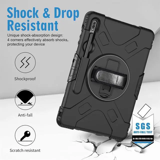 Alt view image 3 of 7 - BONAEVER Case for Samsung Galaxy Tab S8 Plus 2022 / S7 FE / S7 Plus 5G 12.4 inch Shockproof Cover with Screen Protector/Hand Strap/Shoulder Strap/Pen Holder
