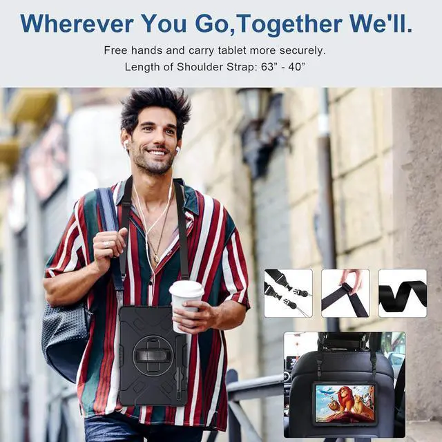 Alt view image 6 of 7 - BONAEVER Case for Samsung Galaxy Tab S8 Plus 2022 / S7 FE / S7 Plus 5G 12.4 inch Shockproof Cover with Screen Protector/Hand Strap/Shoulder Strap/Pen Holder