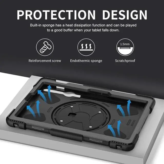 Alt view image 7 of 7 - BONAEVER Case for Samsung Galaxy Tab S8 2022 / Tab S7 2020 11 Inch SM-X700/X706/T870/T875/T876T878 Shockproof Cover with Screen Protector/Hand Strap/Shoulder Strap/Pen Holder