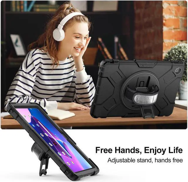 Alt view image 3 of 7 - BONAEVER Case for Lenovo Tab M10 Plus Case 3rd Gen 10.6 Inch 2022 TB-125FU TB-128FU TB-128XU Protectiove Cover with Stand Hand Strap Shoulder Strap for Lenovo M10 Plus 3rd Gen 10.6"
