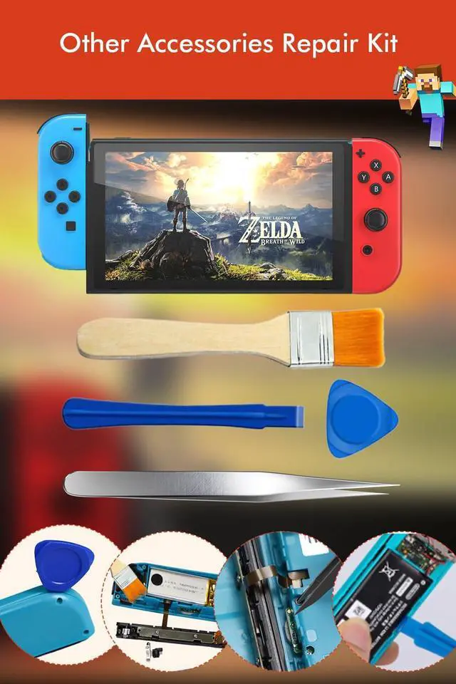 Alt view image 7 of 7 - Joycon Joystick Replacement Kit( 48 in one), Switch Joystick Replacement for Switch/ Switch Lite/ Switch OLED, Include 4 Thumbsticks, 4 Metal Buckles, 2 Screwdrivers, Pry Tool, 12 Thumbstick Grips