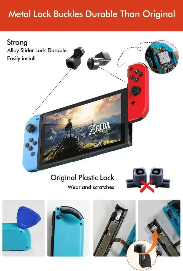 Alt view image 2 of 7 - Joycon Joystick Replacement Kit( 48 in one), Switch Joystick Replacement for Switch/ Switch Lite/ Switch OLED, Include 4 Thumbsticks, 4 Metal Buckles, 2 Screwdrivers, Pry Tool, 12 Thumbstick Grips