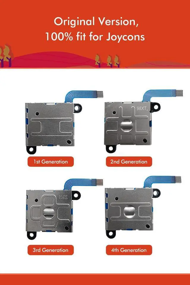 Alt view image 6 of 7 - Joycon Joystick Replacement Kit( 48 in one), Switch Joystick Replacement for Switch/ Switch Lite/ Switch OLED, Include 4 Thumbsticks, 4 Metal Buckles, 2 Screwdrivers, Pry Tool, 12 Thumbstick Grips