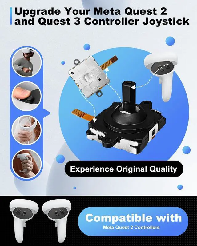 Alt view image 2 of 7 - BONAEVER 13 in 1 Joystick Replacement Kit for Oculus Quest 2 Controller, Accessories for Oculus Quest 2 Controller and Meta Quest 2 Controller