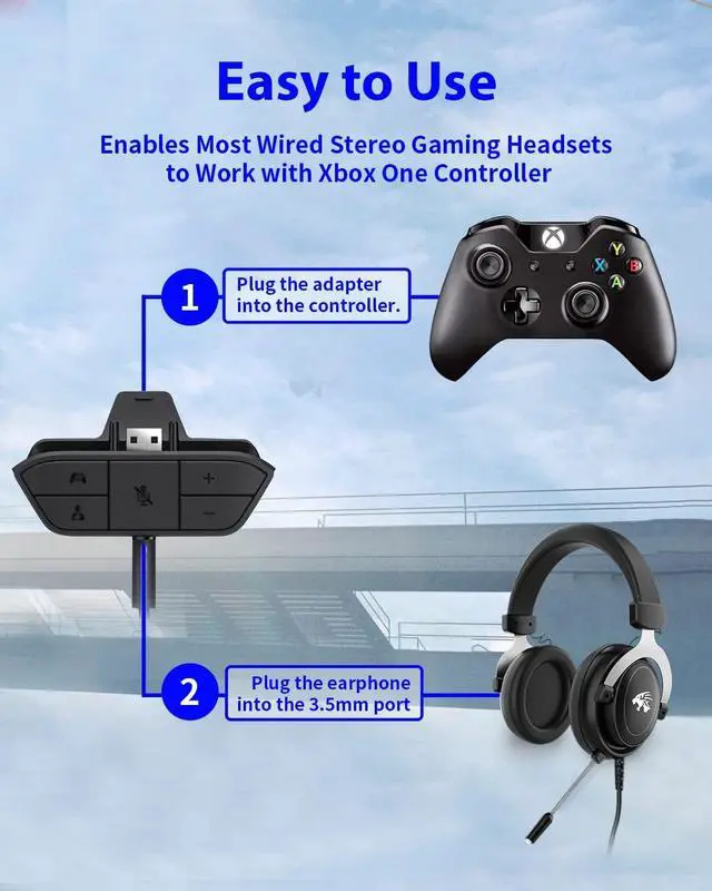 Alt view image 5 of 6 - BONAEVER Stereo Headset Adapter for Xbox One, Xbox Headset Adapter, Xbox One Headset Adapter, Adjust Audio Balance
