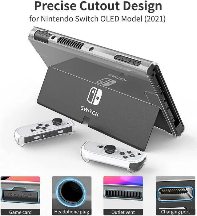 Alt view image 6 of 7 - BONAEVER Carry Case for Nintendo Switch OLED Model 2021, Accessories Kit with Clear Cover, Screen Protector, Thumb Grip Caps & More, Suitable for Travel and Home Storage