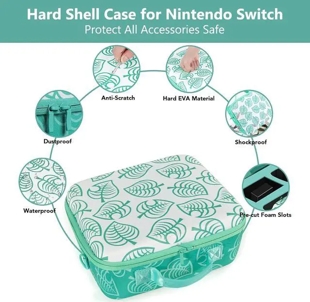 Alt view image 4 of 7 - BONAEVER Portable Deluxe Travel Carrying Case Compatible with Nintendo Switch, Protective Hard Shell Pouch Case Storage Bag for Switch OLED Console & Accessories, Carry Bag with 29 Game Card Slots